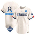 My Store LA.Dodgers #8 Enrique Hern¨¢ndez Player Cream World Series Meet City Connect Limited Home Stitched Jerseys