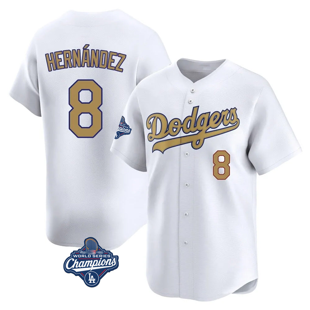 My Store LA.Dodgers #8 Enrique Hern¨¢ndez Player Gold World Series Meet Collection Limited Home Stitched Jerseys