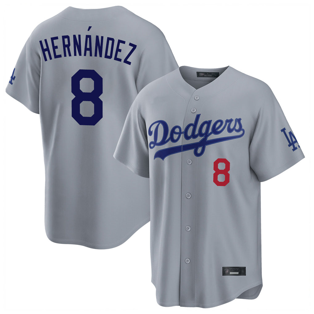 My Store LA.Dodgers #8 Enrique Hern¨¢ndez Player Gray Game Home Stitched Jerseys