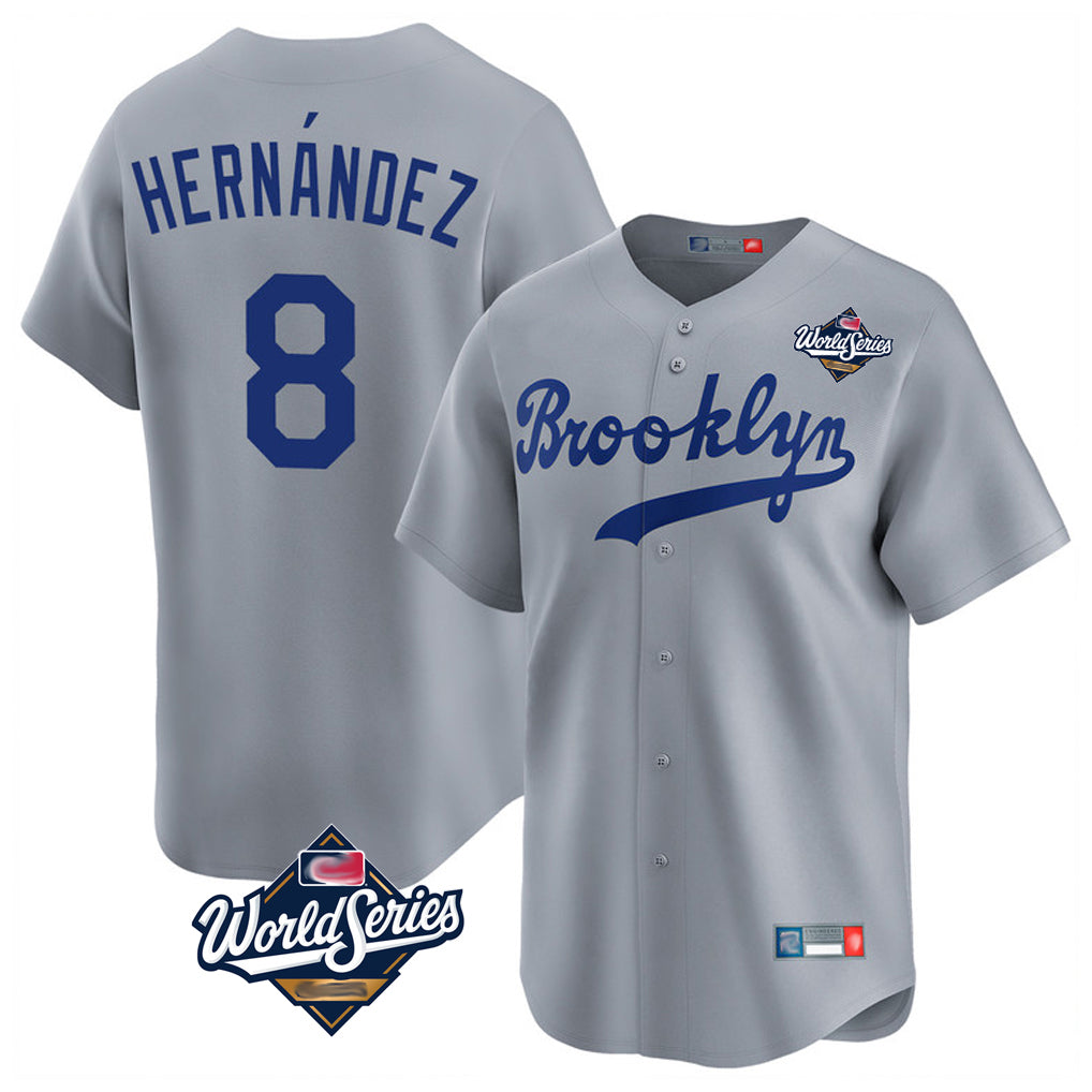 My Store LA.Dodgers #8 Enrique Hern¨¢ndez Player Gray World Series Game Limited Home Stitched Jerseys