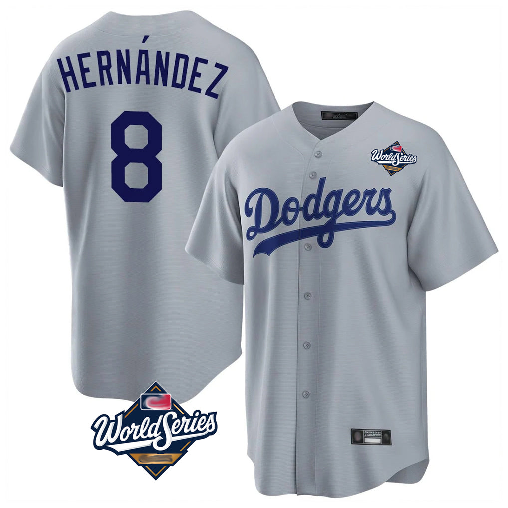My Store LA.Dodgers #8 Enrique Hern¨¢ndez Player Gray World Series Game Stitched Jerseys