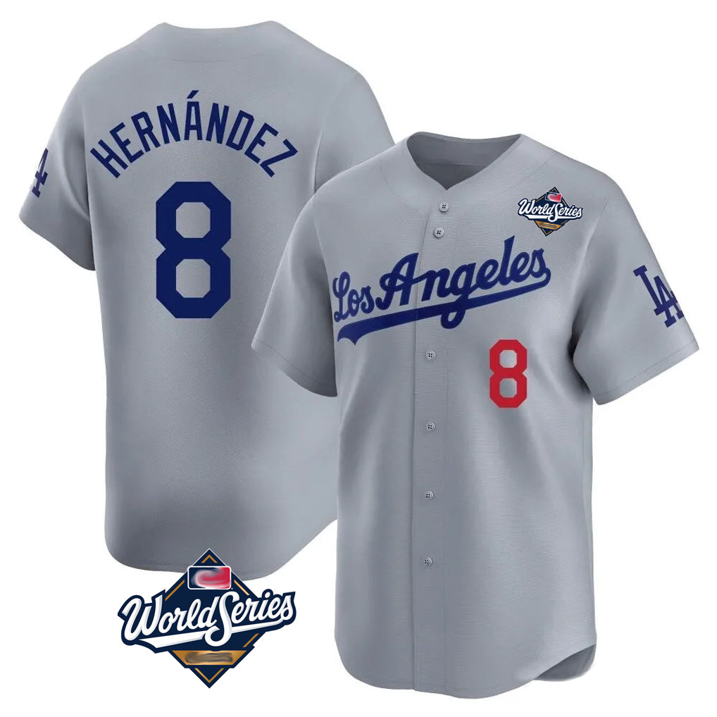 My Store LA.Dodgers #8 Enrique Hern¨¢ndez Player Gray World Series Limited Home Stitched Jerseys