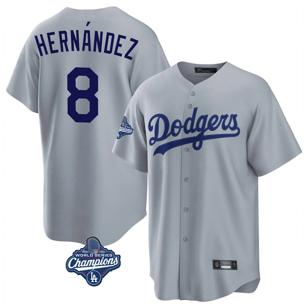 My Store LA.Dodgers #8 Enrique Hern¨¢ndez Player Gray World Series Meet Game Stitched Jerseys