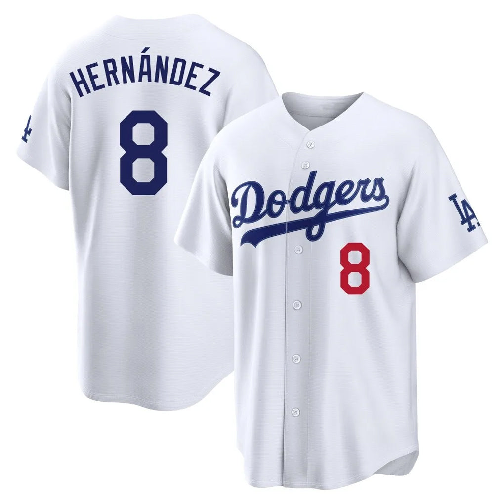 My Store LA.Dodgers #8 Enrique Hern¨¢ndez Player White Home Game Stitched Jerseys