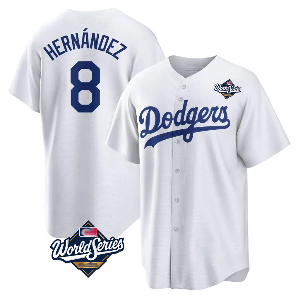 My Store LA.Dodgers #8 Enrique Hern¨¢ndez Player White World Series Game Home Stitched Jerseys