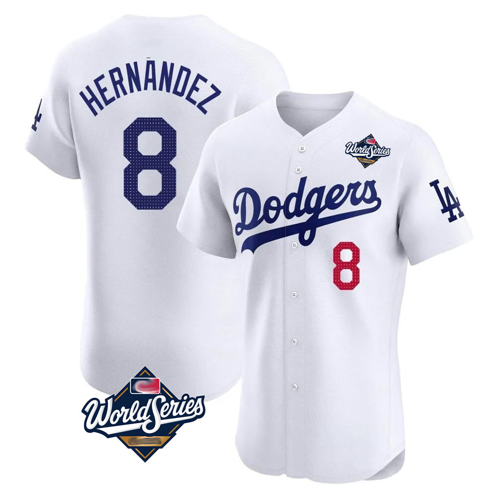 My Store LA.Dodgers #8 Enrique Hern¨¢ndez Player White World Series Limited Elite Home Stitched Jerseys
