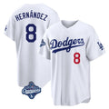 My Store LA.Dodgers #8 Enrique Hern¨¢ndez Player White World Series Meet Home Game Stitched Jerseys