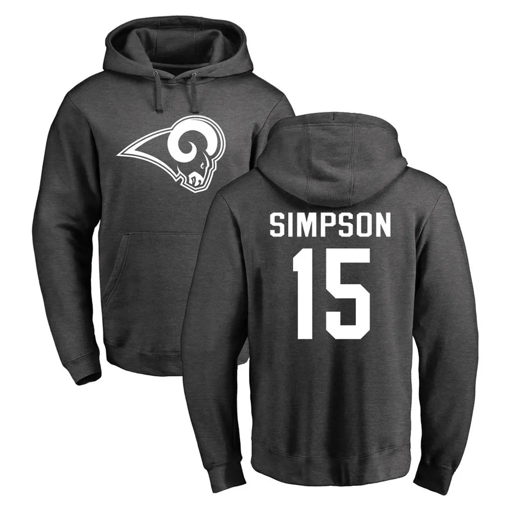 My Store LA.Rams #15 Ty Simpson Player Gray Pullover Hoodie Limited Game Stitched Jerseys