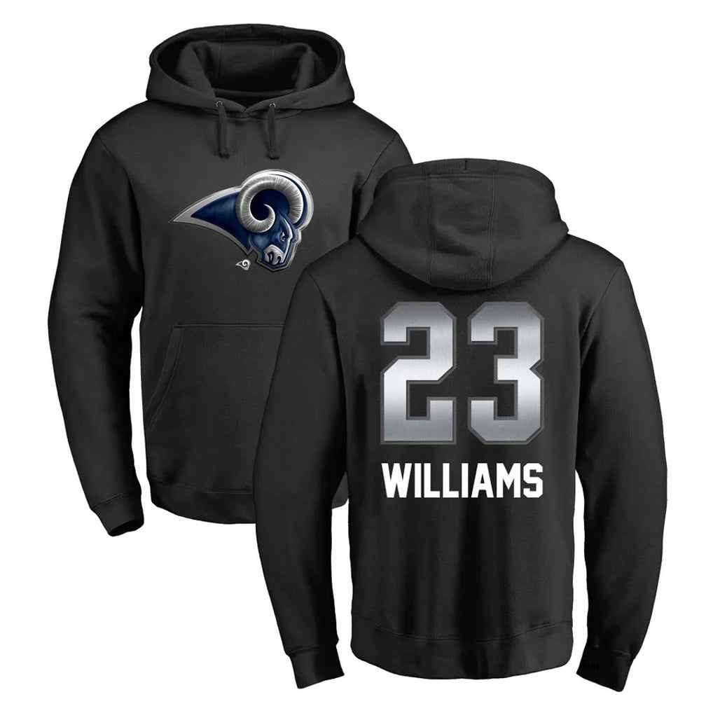 My Store LA.Rams #23 Kyren Williams Player Black Pullover Hoodie Limited Game Stitched Jerseys