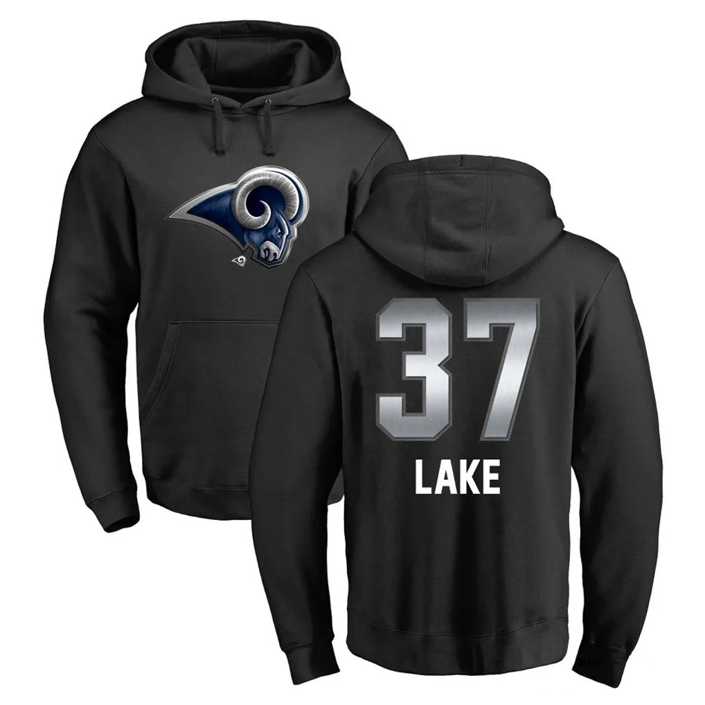 My Store LA.Rams #37 Quentin Lake Player Black Pullover Hoodie Limited Game Stitched Jerseys