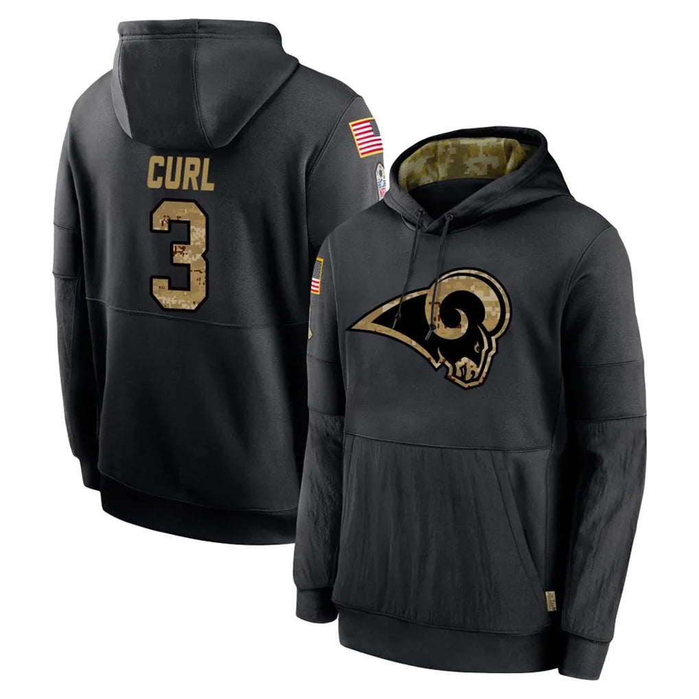 My Store LA.Rams #3 Kam Curl Player Black Salute to Service Hoodies Limited Game Stitched Jerseys