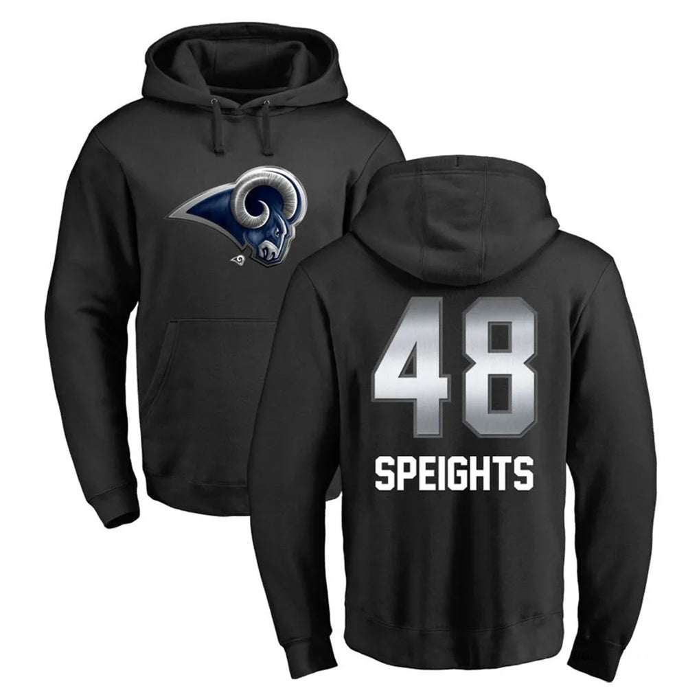 My Store LA.Rams #48 Omar Speights Player Black Pullover Hoodie Limited Game Stitched Jerseys