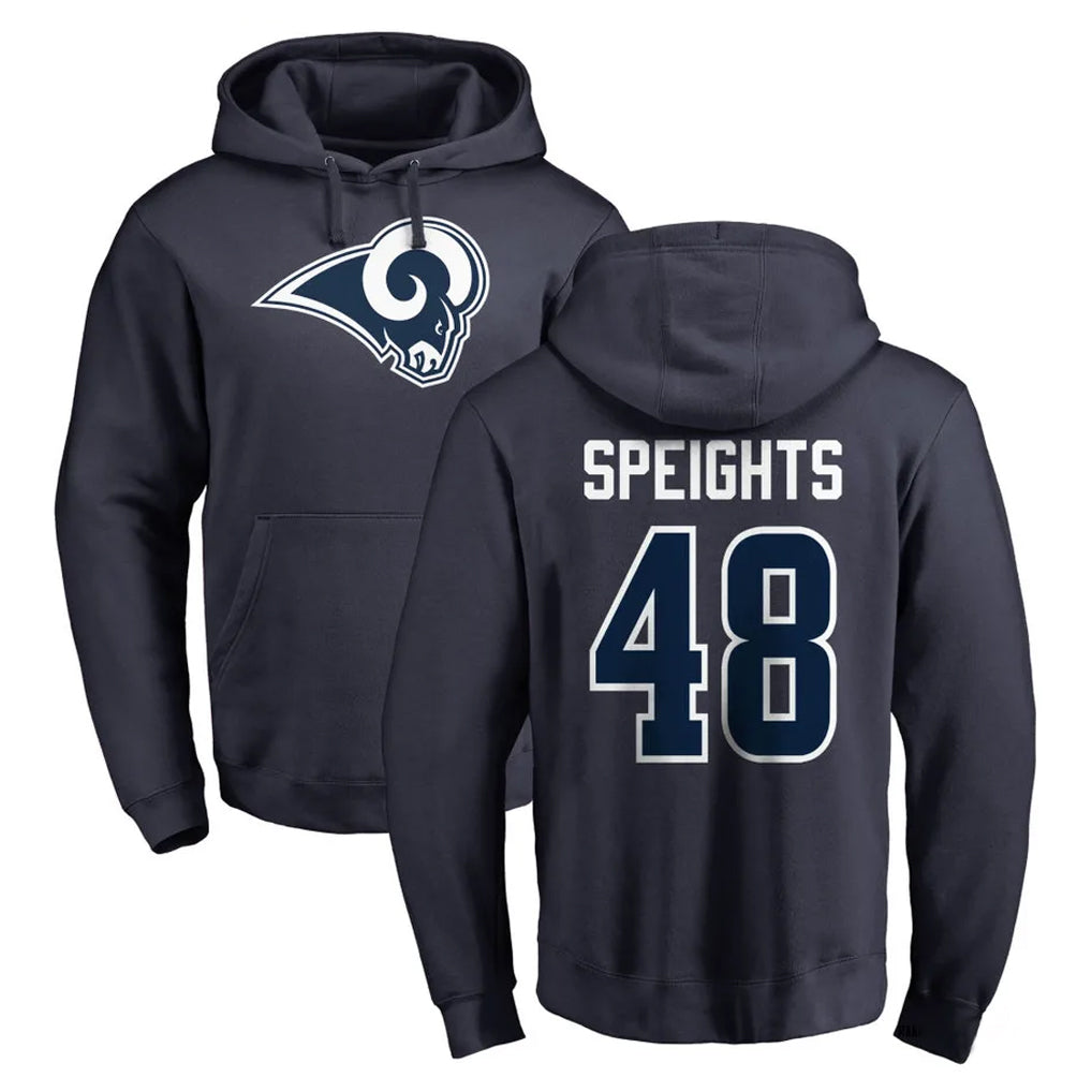 My Store LA.Rams #48 Omar Speights Player Navy Pullover Hoodie Limited Game Stitched Jerseys