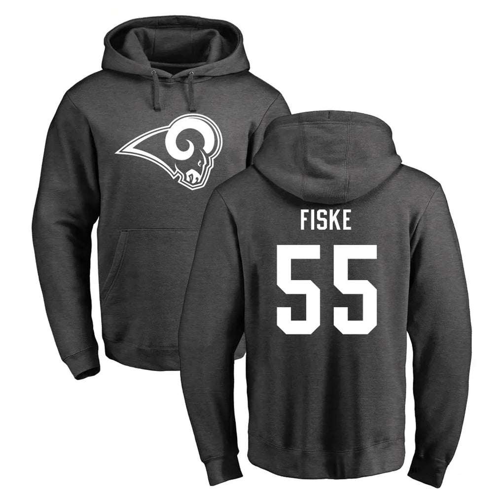 My Store LA.Rams #55 Braden Fiske Player Gray Pullover Hoodie Limited Game Stitched Jerseys