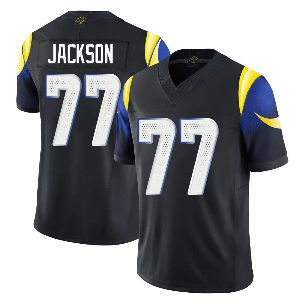 My Store LA.Rams #77 Alaric Jackson Player Black Midnight Rivalries Collection Limited Home Game Stitched Jerseys