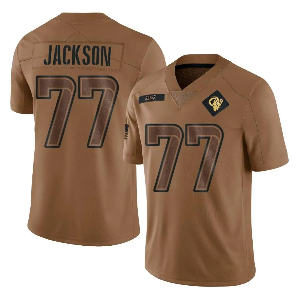 My Store LA.Rams #77 Alaric Jackson Player Brown Salute To Service Limited Stitched Jerseys