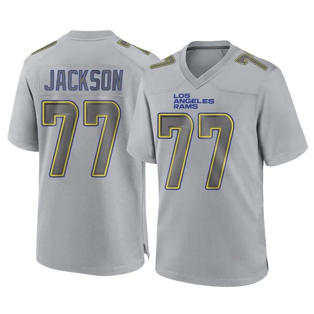 My Store LA.Rams #77 Alaric Jackson Player Gray Atmosphere Fashion Home Game Stitched Jerseys