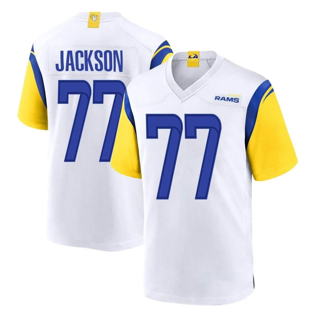 My Store LA.Rams #77 Alaric Jackson Player White Home Game Stitched Jerseys