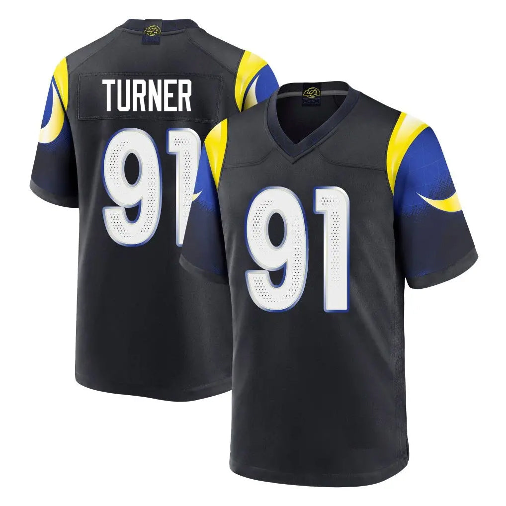 My Store LA.Rams #91 Kobie Turner Player Black Midnight Rivalries Collection Home Game Stitched Jerseys