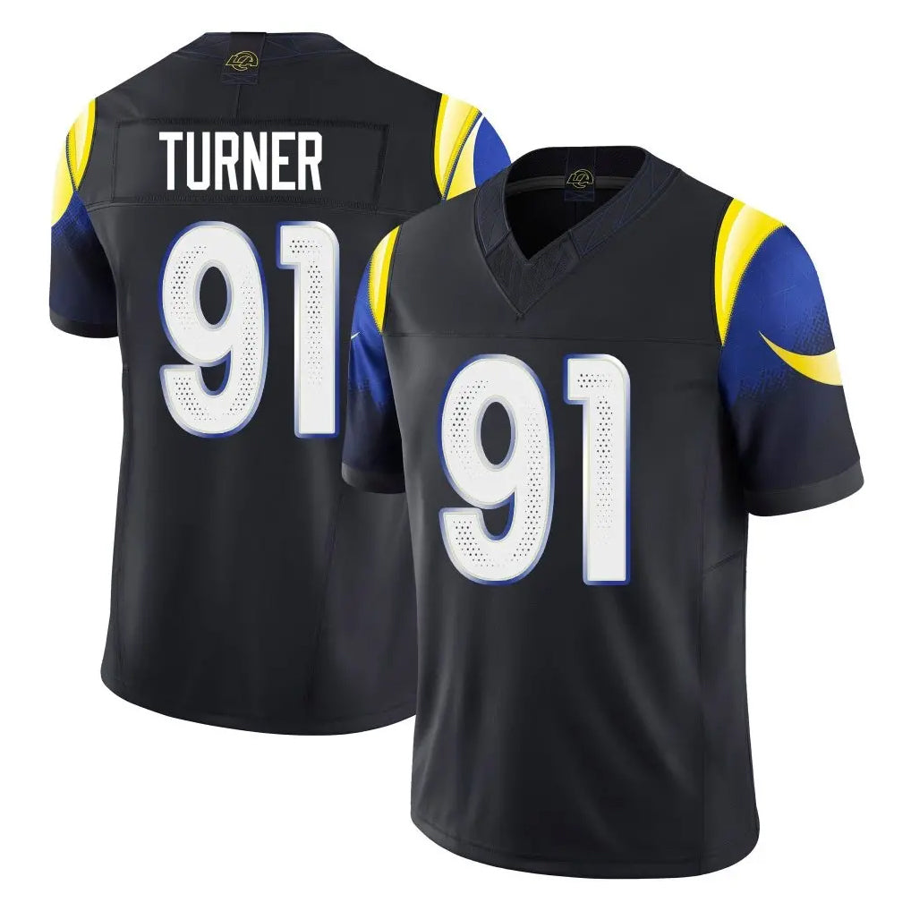 My Store LA.Rams #91 Kobie Turner Player Black Midnight Rivalries Collection Limited Home Game Stitched Jerseys