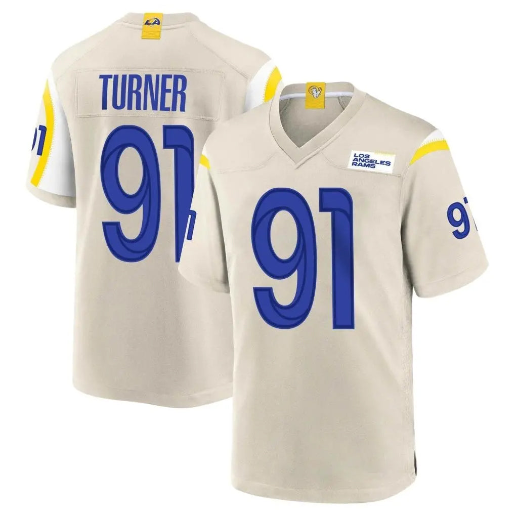 My Store LA.Rams #91 Kobie Turner Player Bone Home Game Stitched Jerseys