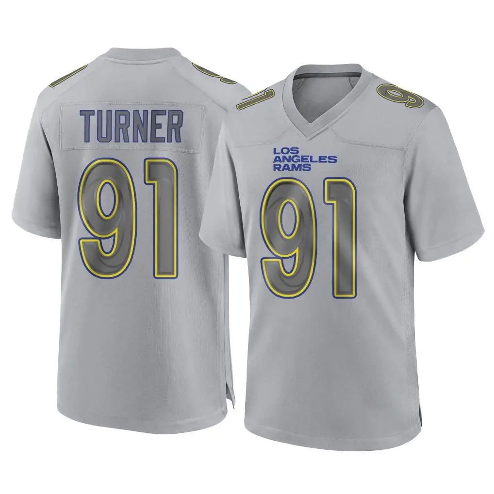 My Store LA.Rams #91 Kobie Turner Player Gray Atmosphere Fashion Home Game Stitched Jerseys