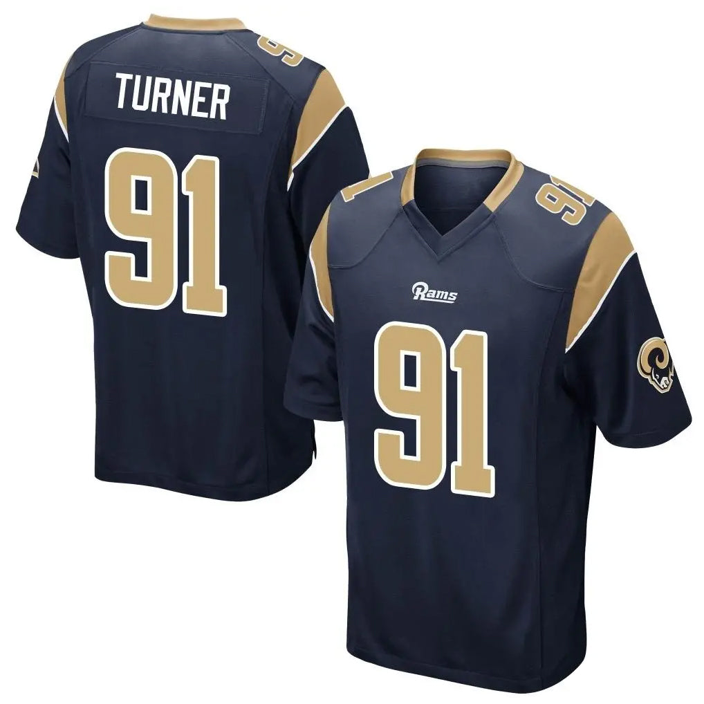 My Store LA.Rams #91 Kobie Turner Player Navy Home Game Stitched Jerseys