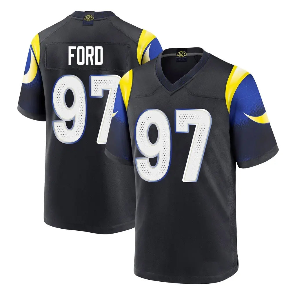 My Store LA.Rams #97 Poona Ford Player Black Midnight Rivalries Collection Home Game Stitched Jerseys