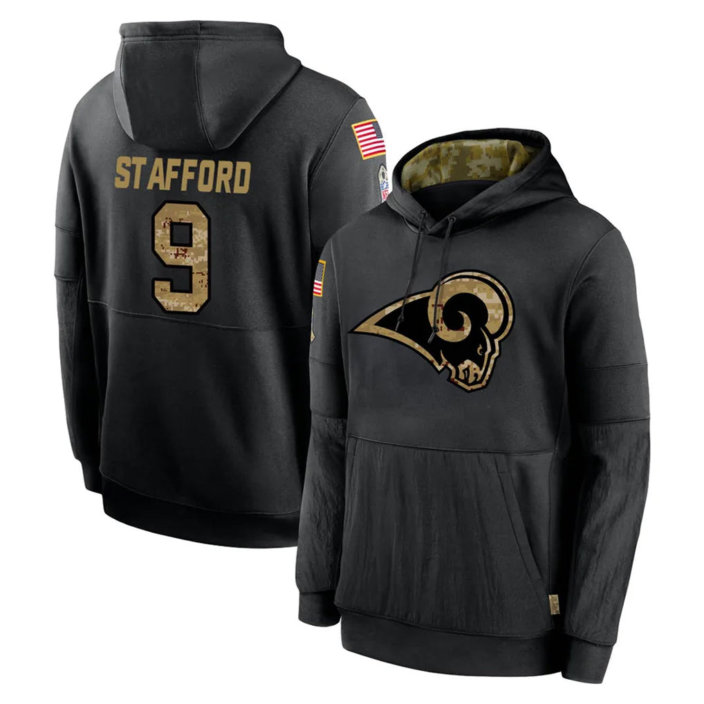 My Store LA.Rams #9 Matthew Stafford Player Black Salute to Service Hoodies Limited Game Stitched Jerseys