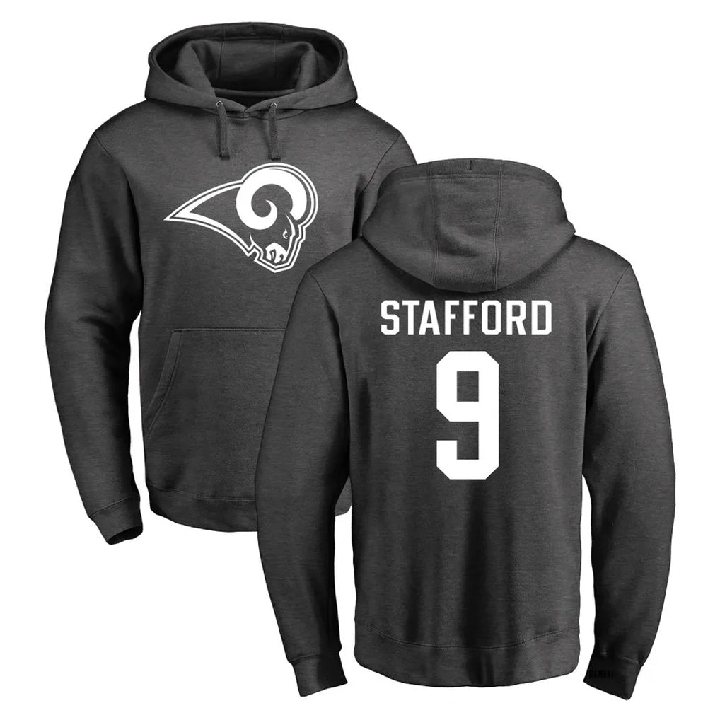 My Store LA.Rams #9 Matthew Stafford Player Gray Pullover Hoodie Limited Game Stitched Jerseys
