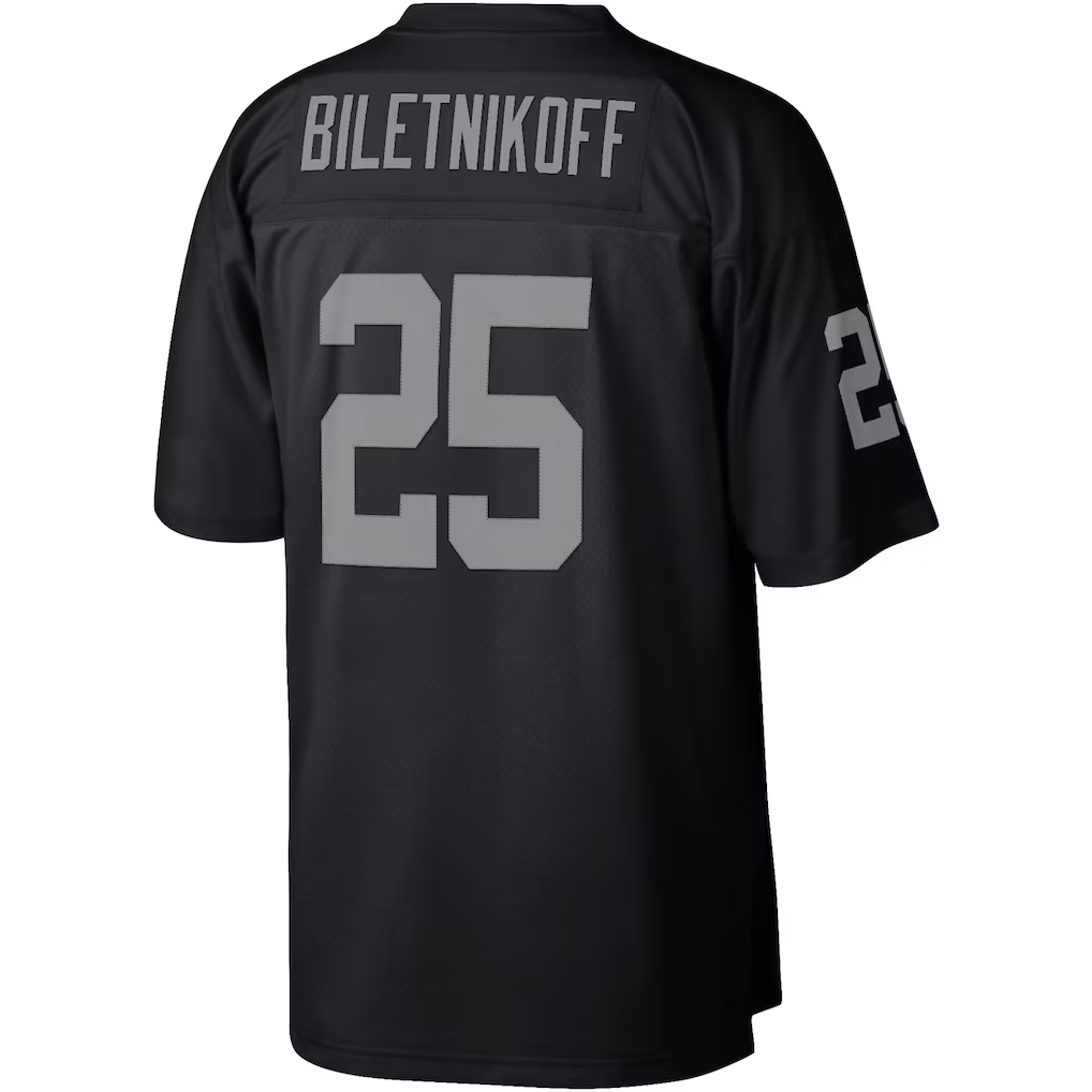 My Store  LV.Raiders #25 Fred Biletnikoff Mitchell & Ness Black Legacy Replica Stitched Jerseys