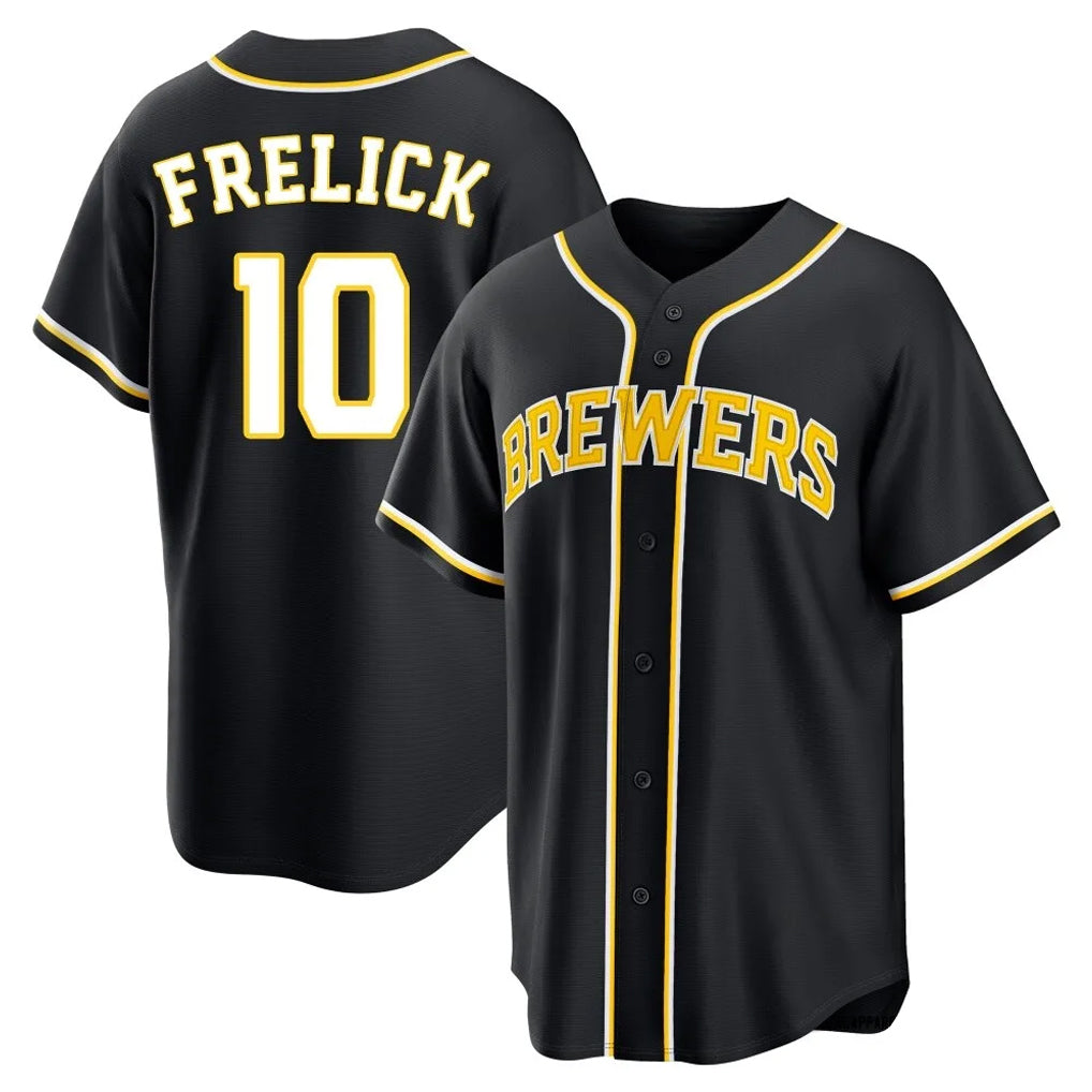 My Store M.Brewers #10 Sal Frelick Player Black Fashion Out Home Game Stitched Jerseys