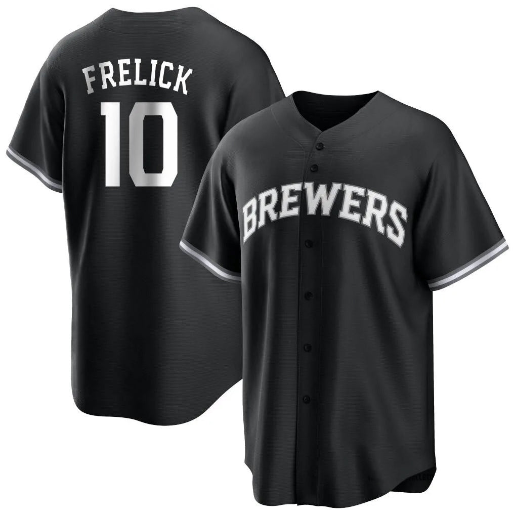 My Store M.Brewers #10 Sal Frelick Player Black Game Home Stitched Jerseys