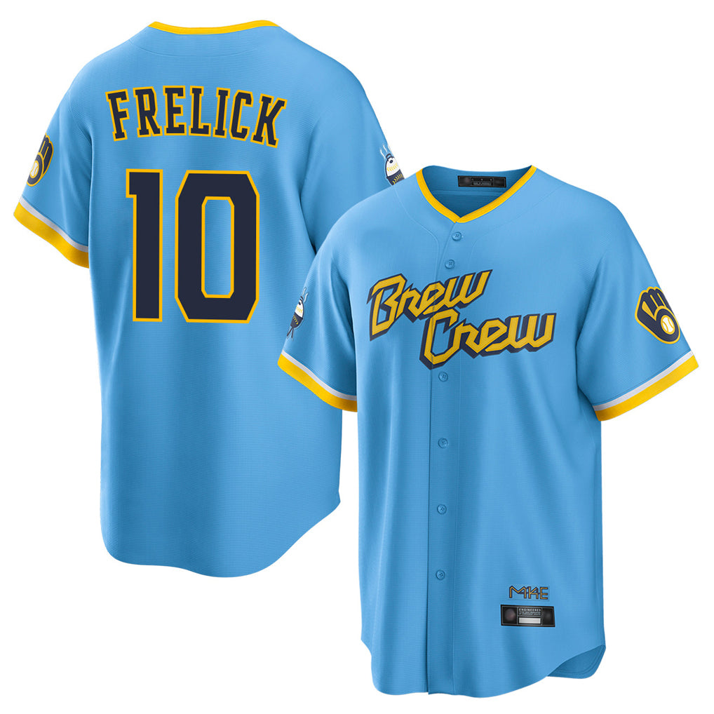 My Store M.Brewers #10 Sal Frelick Player Light Blue City Connect Home Game Stitched Jerseys