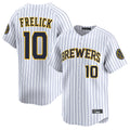 My Store M.Brewers #10 Sal Frelick Player White Stripes Home Limited Game Stitched Jerseys