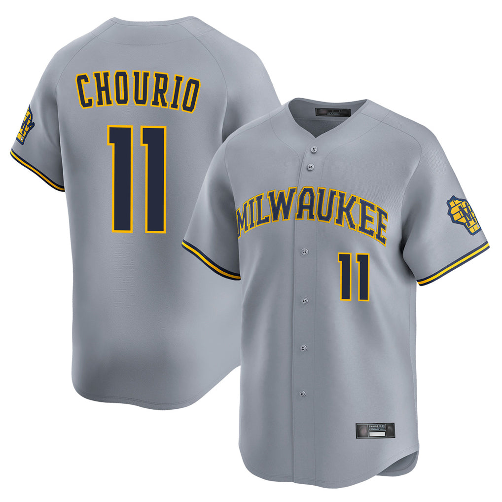 My Store M.Brewers #11 Jackson Chourio Player Gray Home Limited Stitched Jerseys