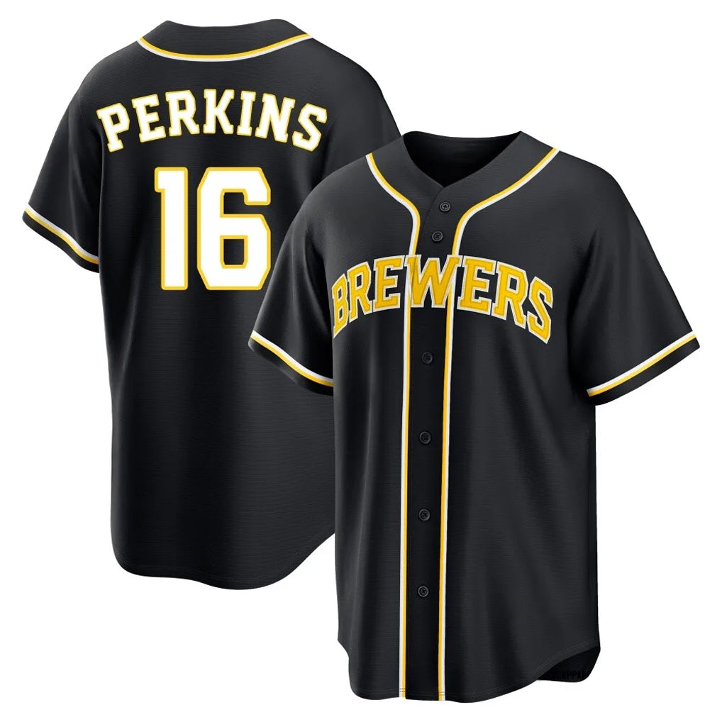My Store M.Brewers #16 Blake Perkins Player Black Fashion Out Home Game Stitched Jerseys