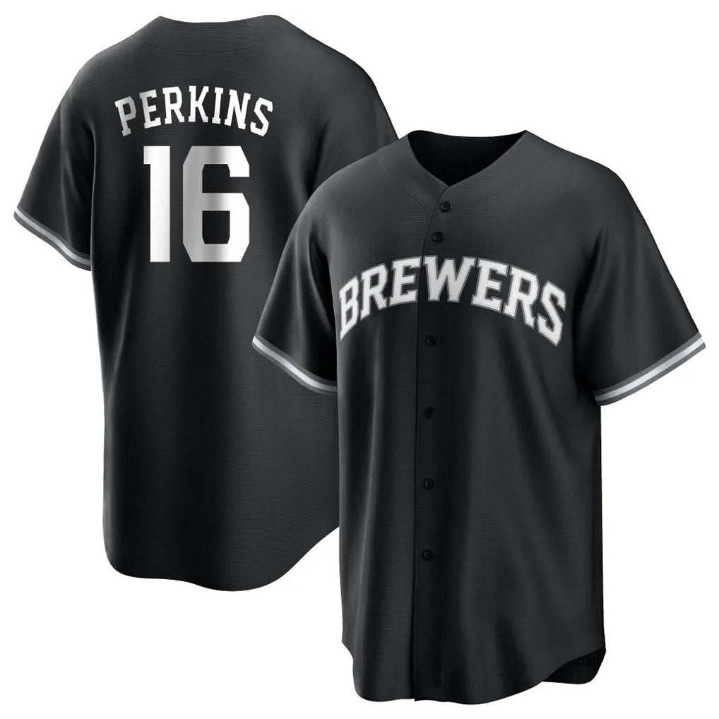 My Store M.Brewers #16 Blake Perkins Player Black Game Home Stitched Jerseys