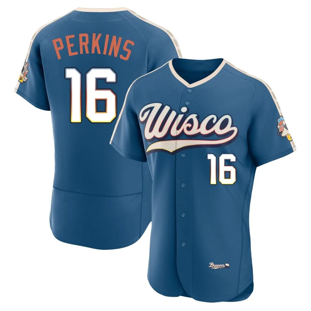 My Store M.Brewers #16 Blake Perkins Player Blue 2026 City Connect Home Limited Elite Stitched Jerseys