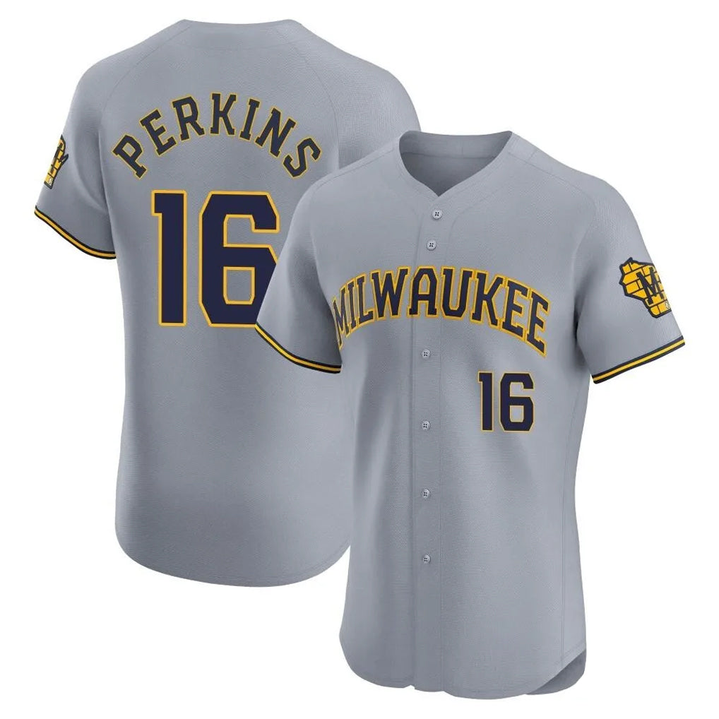 My Store M.Brewers #16 Blake Perkins Player Gray Home Limited Elite Stitched Jerseys