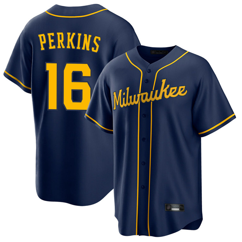 My Store M.Brewers #16 Blake Perkins Player Navy Home Game Stitched Jerseys