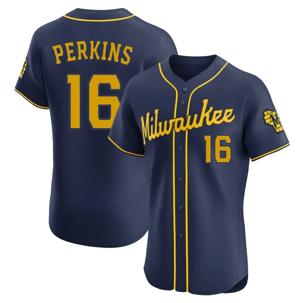 My Store M.Brewers #16 Blake Perkins Player Navy Home Limited Elite Stitched Jerseys