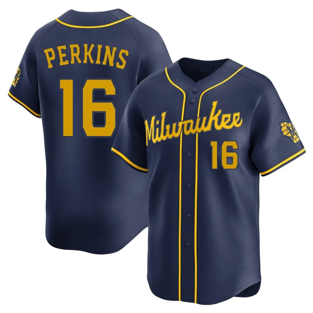 My Store M.Brewers #16 Blake Perkins Player Navy Home Limited Stitched Jerseys