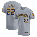 My Store M.Brewers #22 Christian Yelich Player Gray Home Limited Elite Stitched Jerseys