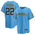 My Store M.Brewers #22 Christian Yelich Player Light Blue Road Stadium Game Stitched Jerseys