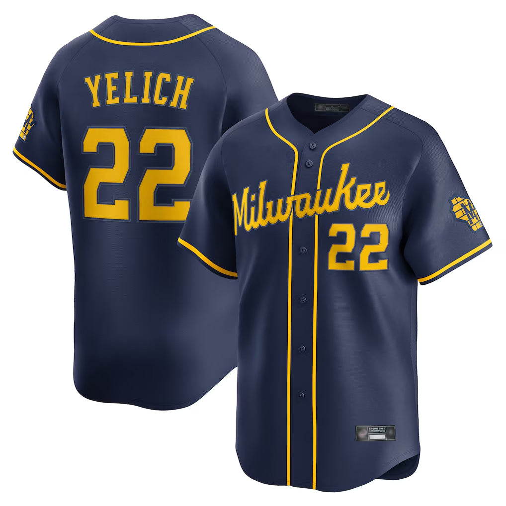 My Store M.Brewers #22 Christian Yelich Player Navy Home Limited Stitched Jerseys