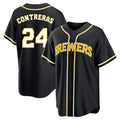 My Store M.Brewers #24 William Contreras Player Black Fashion Out Home Game Stitched Jerseys