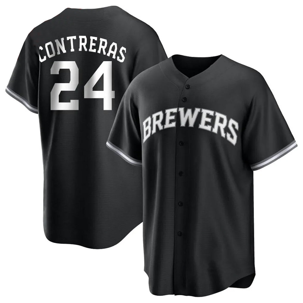 My Store M.Brewers #24 William Contreras Player Black Game Home Stitched Jerseys