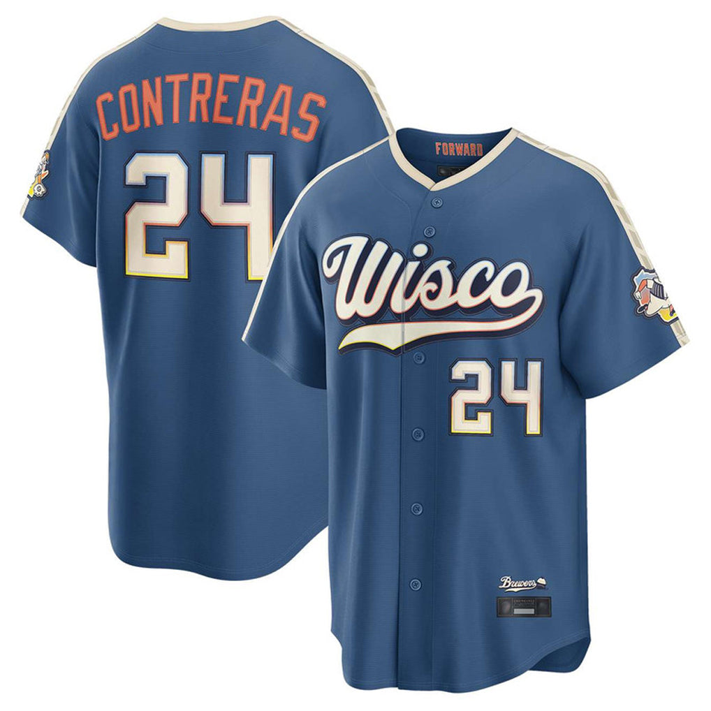 My Store M.Brewers #24 William Contreras Player Blue 2026 City Connect Home Game Stitched Jerseys