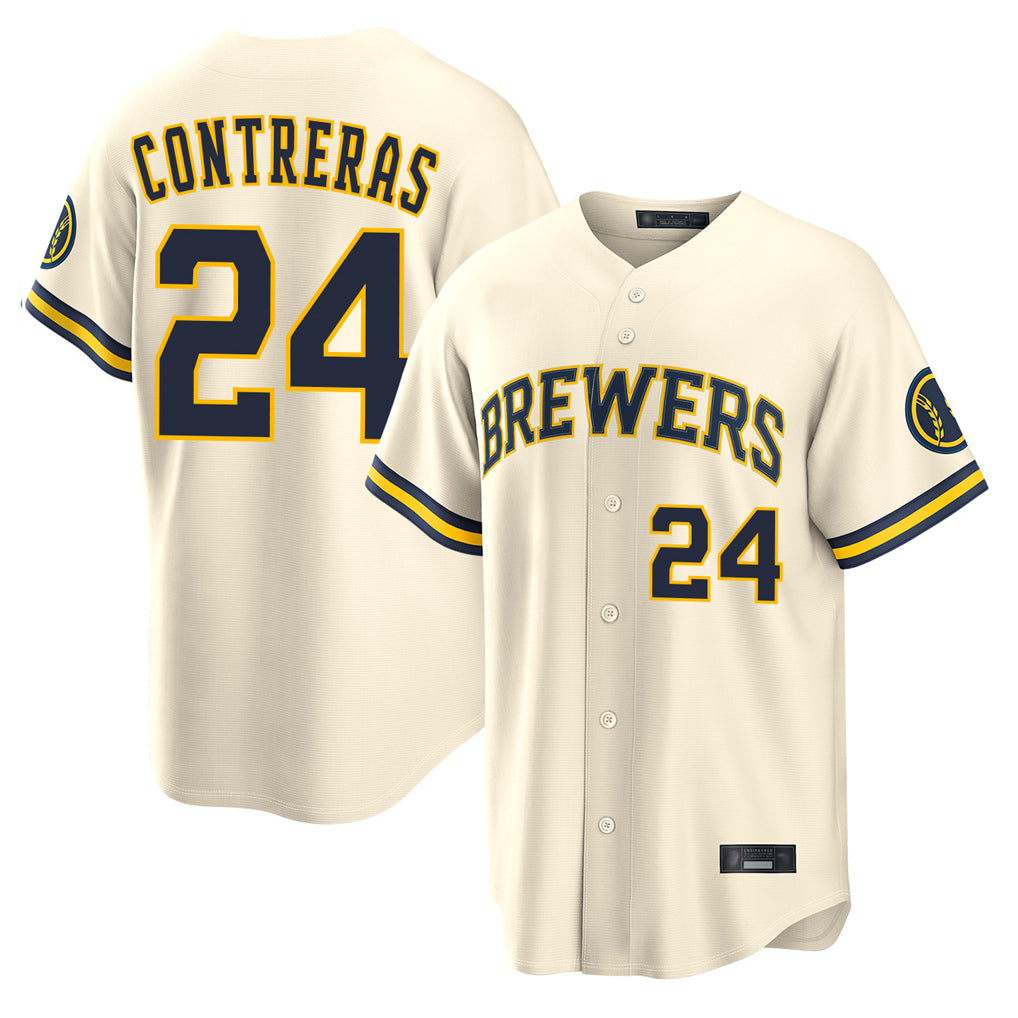 My Store M.Brewers #24 William Contreras Player Cream Home Limited Stitched Jerseys